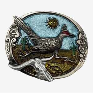 Vtg The Great American Buckle Co. Roadrunner Western Americana Belt Buckle 1981